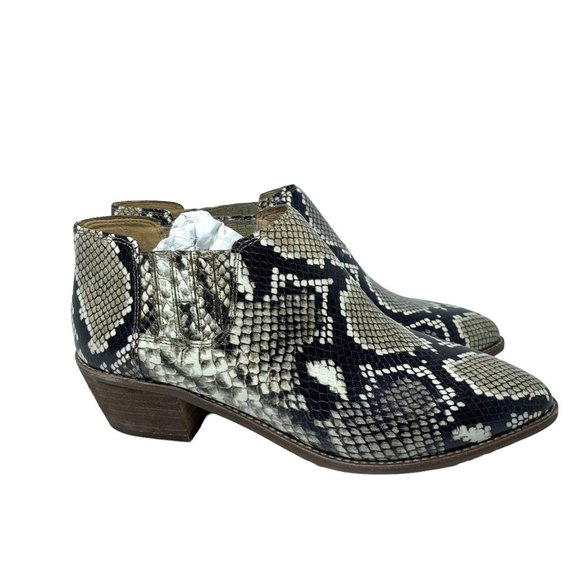 Madewell Western Bootie in Snake Embossed Leather 71/2 Chelsea Low Heel New - Picture 1 of 9